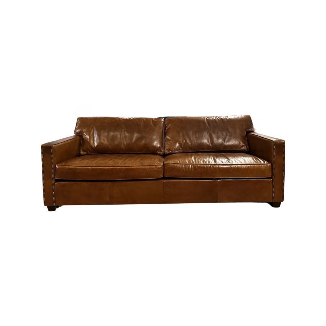 Madison Aged Full Grain Leather 3 Seater Brown image 0